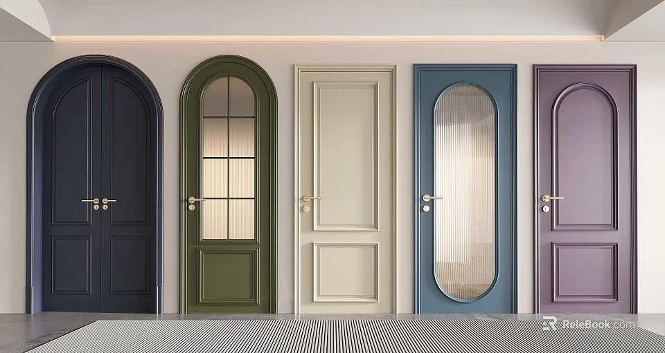 Modern Hinged Doors In Various Colors And Stylish Designs For Interior Spaces 3d model 
