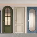 French Interior Door Bedroom Door Single Door Round Arch Glass Swing Door 3d model