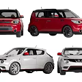 Red and White Compact Cars with Sporty Design and Modern Exterior Features