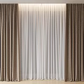 Brown Curtains With White Sheer Panels For Home Window Interior Design