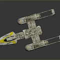 Futuristic Cosmic Spaceship Design With Yellow White Modules And Twin Engines