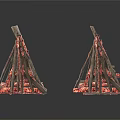 Modern Campfire Wood Pile Models With Red Black Colored Logs In Decorative Stacks