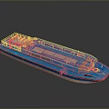 Blue Cruise Boat Exterior With Multiple Windows And Upper Deck Design