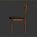 Modern Stylish Wooden Chair With Curved Backrest Blue Padded Seat And Slim Legs