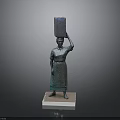 Woman Statue Standing With Square Object Balanced On Head On White Base