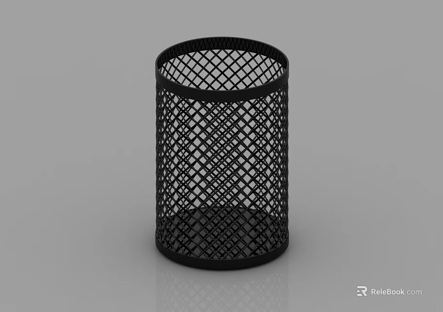 Public Facility Black Metal Mesh Pen Holder With Grid Design For Office Use 3d model 