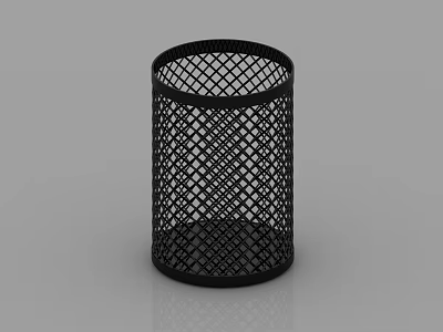 Public Facility Black Metal Mesh Pen Holder With Grid Design For Office Use 3d model
