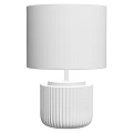 Table Lamp With Beige Pleated Base Golden Stem And Fabric Shade