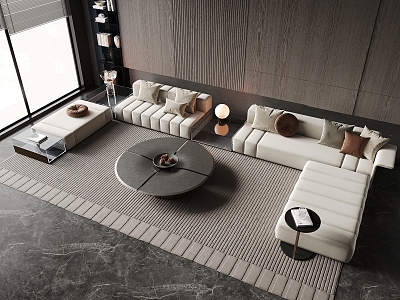 Modern minotti Sofa Coffee Table Combination Brand Sofa Villa Sofa 3d model