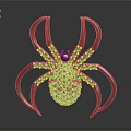Spider Shaped Decorative Accessory With Black Legs And Pink Gemstone Body