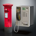 Red Postbox And Gray Public Telephone Booth Classic Urban Street Items