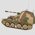 Military Vehicle With Camouflage Paint Tracks Cannon And Antenna Design