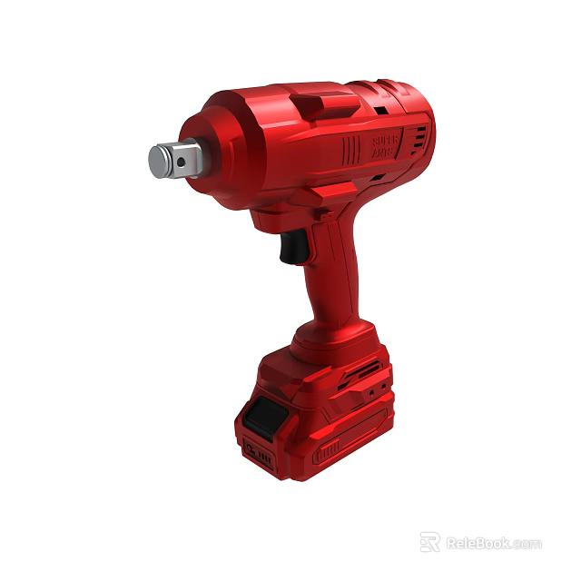 Red Cordless Electric Drill Power Tool With Handle And Battery 3d model