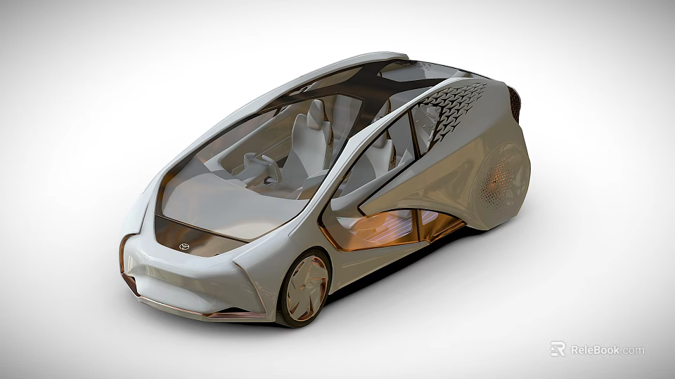 Futuristic Concept Car With Transparent Roof Sleek Body And Modern Interior 3d model 