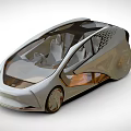 Futuristic Concept Car With Transparent Roof Sleek Body And Modern Interior