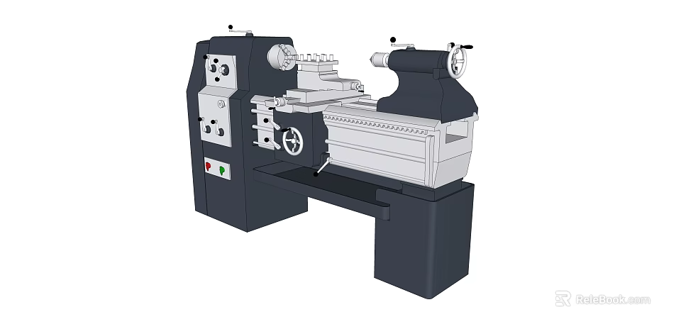 Heavy Duty Industrial Lathe Machine With Control Panel Spindle Tool Rest And Precision Bed 3d model 