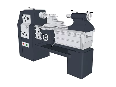 Heavy Duty Industrial Lathe Machine With Control Panel Spindle Tool Rest And Precision Bed 3d model