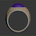 Fashionable Metal Ring With Purple Gemstone And Ornate Engraved Patterns