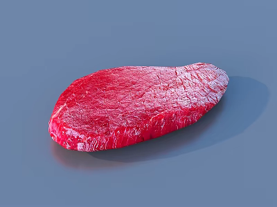 Fresh Red Raw Meat Slice With Textured Surface On Gray Background 3d model