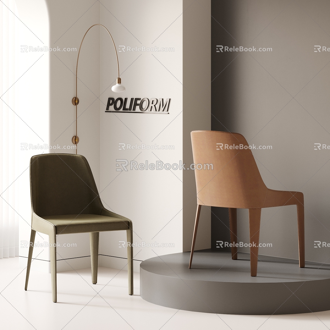 POLIFORM Dining Chair Combination Single Chair Chair Leather Leisure Chair 3d model