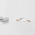 Modern Conference Table With Rectangular Design And Metal Frame Surrounded By Office Chairs 3d model