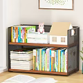 Modern Bookshelf with Various Books Cat Doll and Small House Model