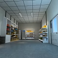 Spacious Storage Room Interior With Organized Shelves Freezers And Natural Lighting