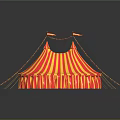 Vibrant Circus Tent With Red And Yellow Stripes Tall Spires And Flags
