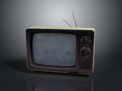 Vintage Retro Television Set With Antenna Knobs And Classic Screen Design 3d model