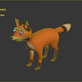 Animated Orange Fox Game Movie Character With White Belly Thoughtful Expression And Shiny Black Background