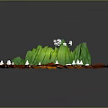 3D Red Terrain Model With Green Mountains White River And Trees