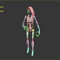 White Robotic Game Movie Character With Mechanical Limbs And Head