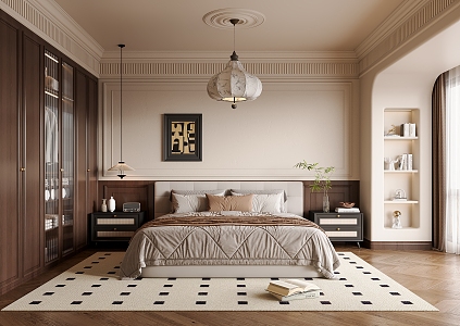 French Middle Style Bedroom 3d model