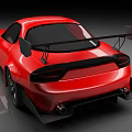 Red Sports Car With Aerodynamic Front Design And Glossy Body