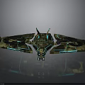 Futuristic Cosmic Spaceship Design With Glowing Green Accents And Advanced Structure