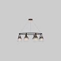 Elegant Modern Round Frame Chandelier With Wooden Accents And Multiple Transparent Glass Shades
