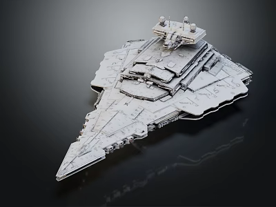 Futuristic Large Warship Model With Detailed Hull And Command Tower Design 3d model