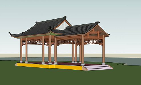 Chinese-style pavilion small pavilion 3d model