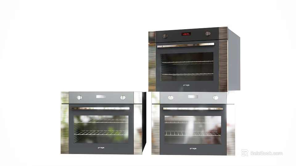 Modern Stainless Steel Electric Ovens For Home Kitchen Appliances With Glass Doors 3d model 
