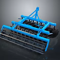 Blue Agricultural Disc Harrow With Metal Frame And Tilling Blades For Soil Preparation