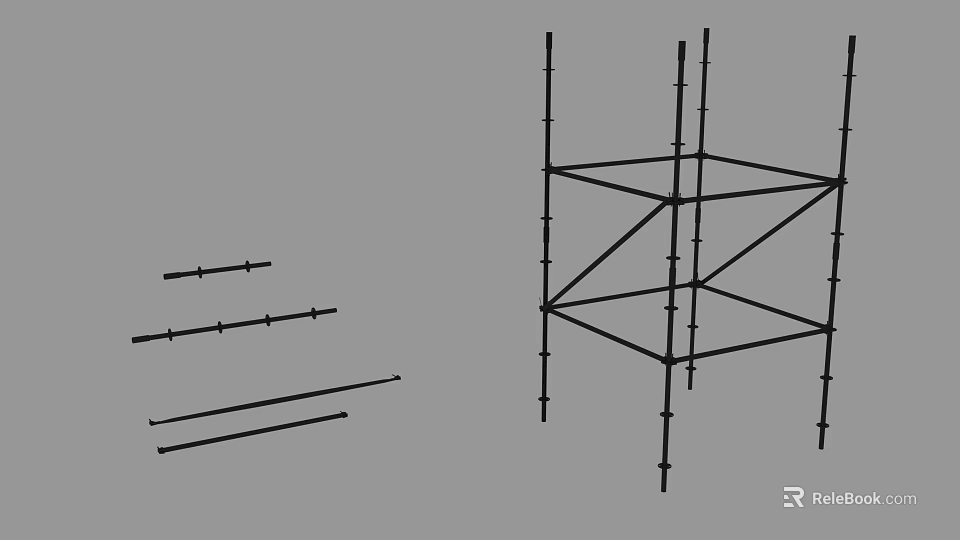 Stage Metal Support Structure With Vertical Poles And Cross Beams 3d model 