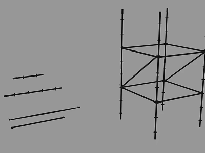 Stage Metal Support Structure With Vertical Poles And Cross Beams 3d model