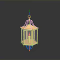 Elegant Golden Hanging Lantern With Glass Shade And Ornate Design For Interior Decoration
