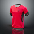 Red Sports Jersey With Black Accents And Logo On Chest Short Sleeve