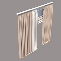Beige Curtains With White Sheer Panels For Indoor Window Decoration