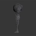 3D Model Of Gray Mechanical Creature With Red Eye And Slender Limbs 3d model
