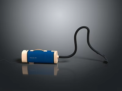 Sleek Portable Computer Speaker Featuring Blue Beige Exterior and Black Flexible Hose Design 3d model
