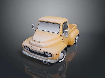 Vintage Yellow Truck Low Poly 3D Model with Classic Design and Retro Look 3d model