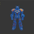 Colorful Mechanical Robot Character With Orange Yellow Armor And Blue Details