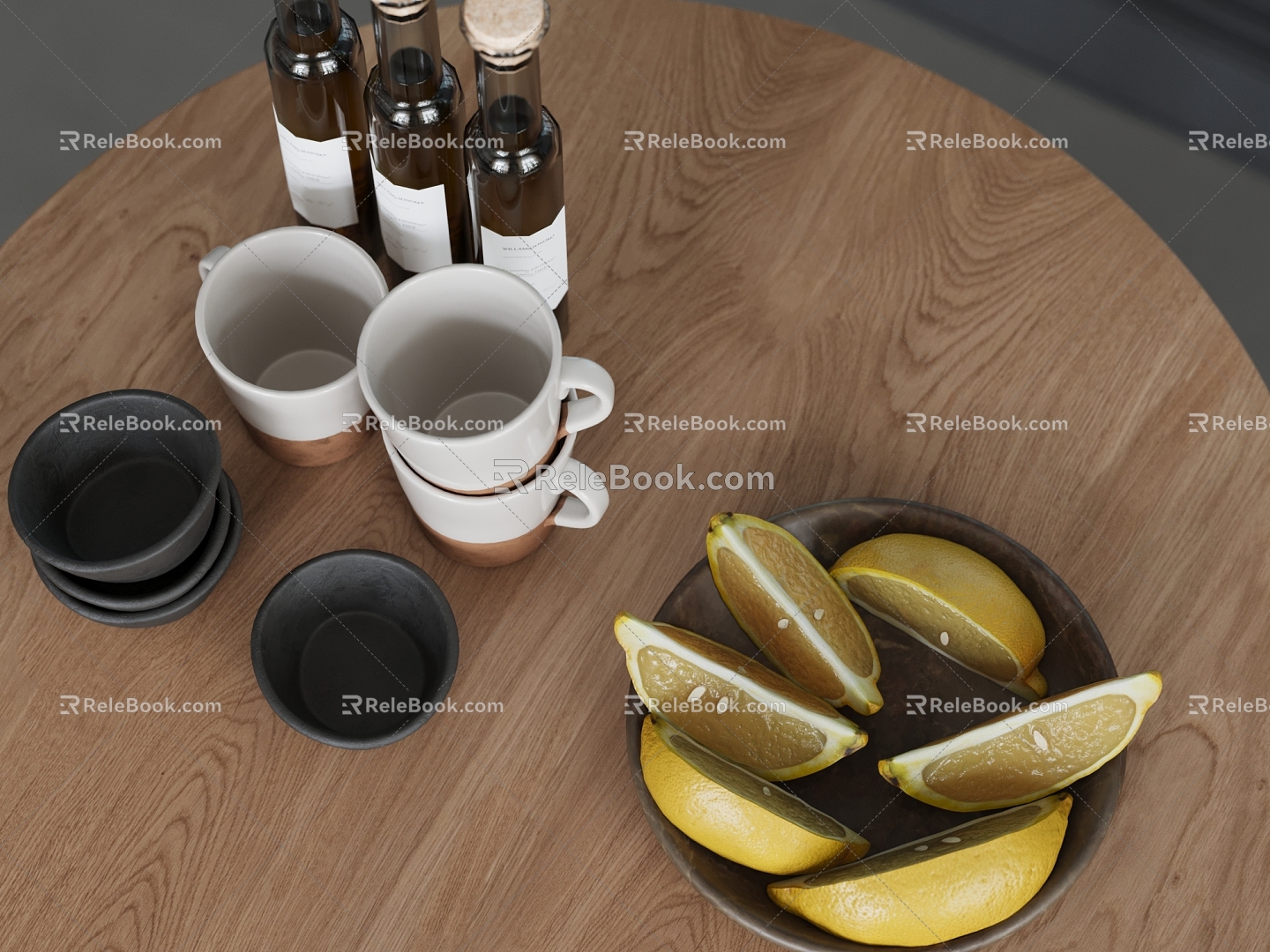 Modern Drinks Fruit Ornaments Fruit Plate Beverage Cup Pomelo 3d model